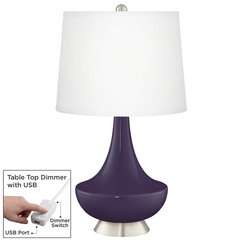 Image 1 Quixotic Plum Gillan Glass Table Lamp with Dimmer