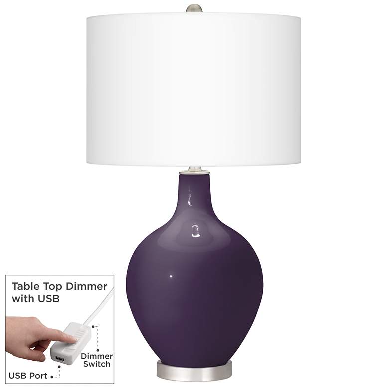 Image 1 Quixotic Plum Ovo Table Lamp With Dimmer