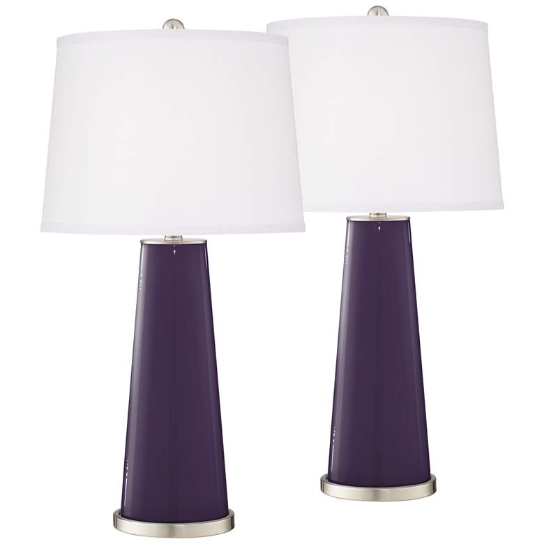 Image 2 Quixotic Plum Purple Leo Table Lamp Set of 2 with Dimmers