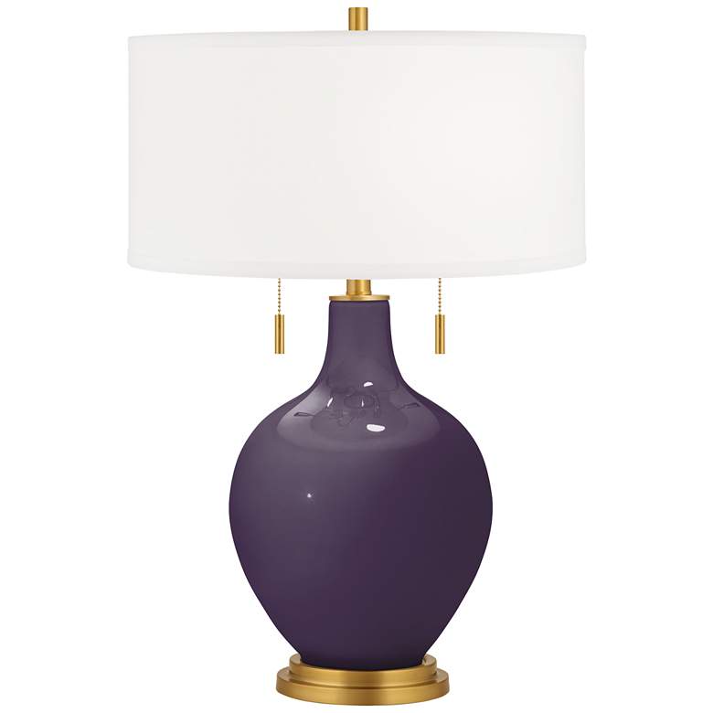 Image 2 Quixotic Plum Toby Brass Accents Table Lamp with Dimmer