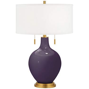 Quixotic Plum Toby Brass Accents Table Lamp