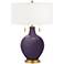 Quixotic Plum Toby Brass Accents Table Lamp