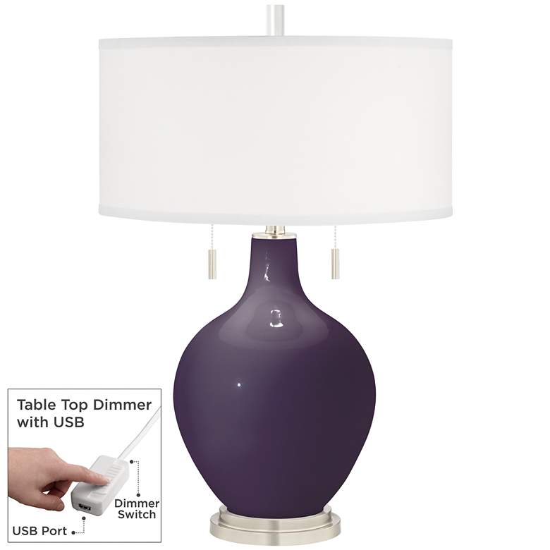 Image 1 Quixotic Plum Toby Table Lamp with Dimmer