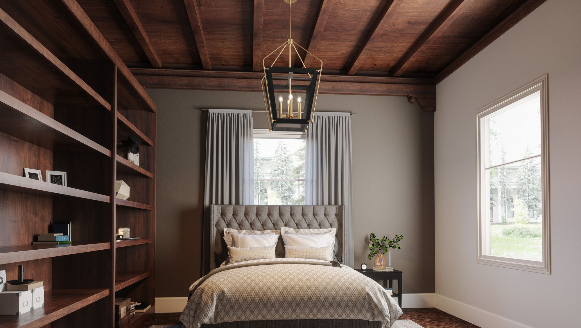 Quoizel Abbeville 18 1/4"W Earth Black Gold 4-Light Pendant in scene