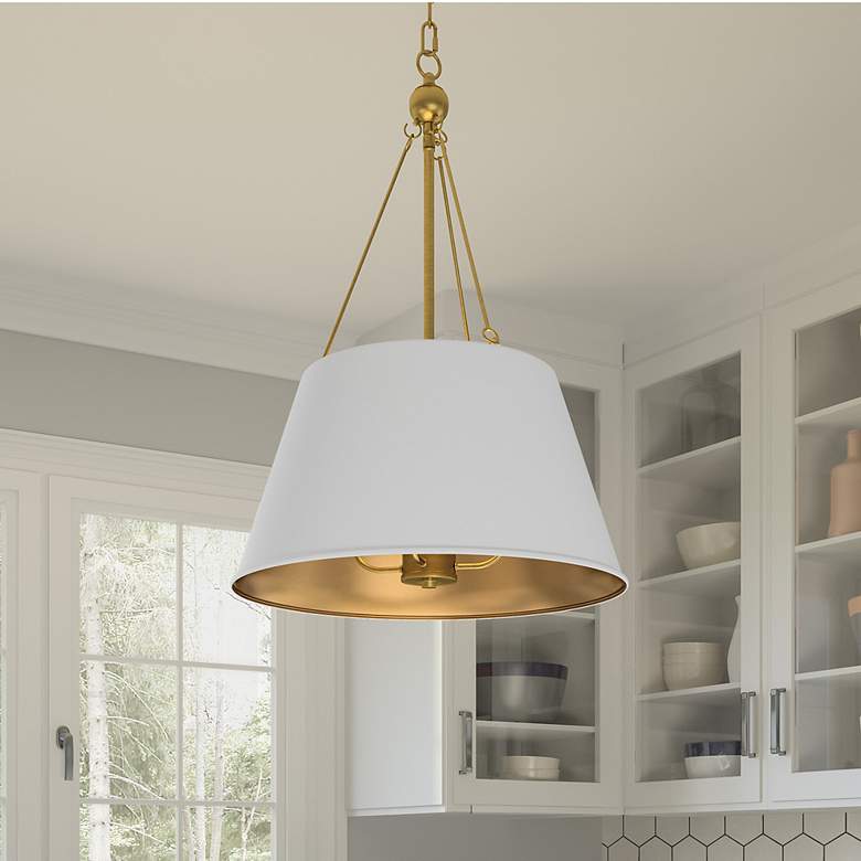 Image 1 Quoizel Aberdale 18 1/2" Wide Aged Brass White Lustre Pendant Light