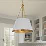 1_Quoizel Aberdale 18 1/2" Wide Aged Brass White Lustre Pendant Light