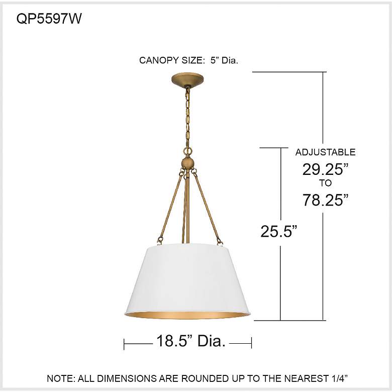 Image 7 Quoizel Aberdale 18 1/2" Wide Aged Brass White Lustre Pendant Light more views