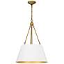 Quoizel Aberdale 18 1/2" Wide Gold and Lustre White Shade Pendant