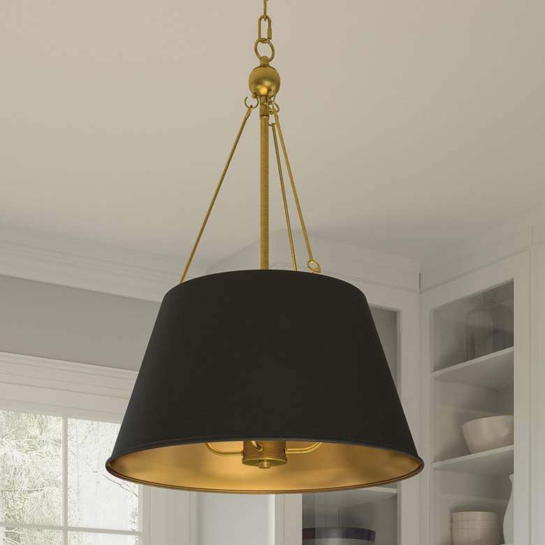 Image 2 Quoizel Aberdale 18 1/2" Wide Gold and Matte Black Shade Pendant