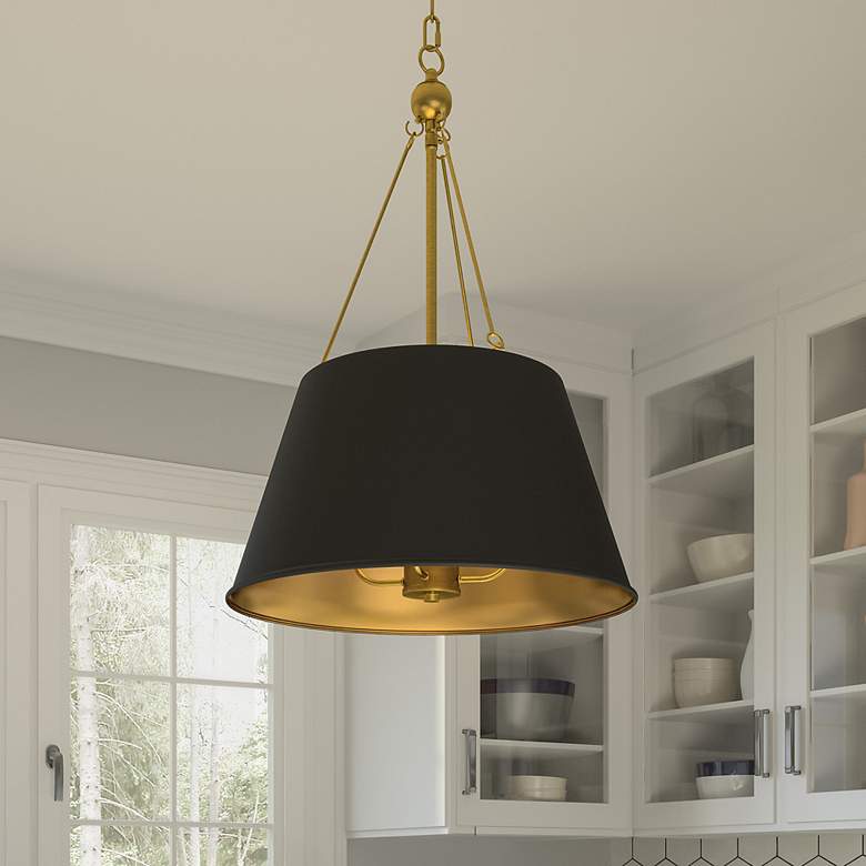 Image 2 Quoizel Aberdale 18 1/2" Wide Gold and Matte Black Shade Pendant
