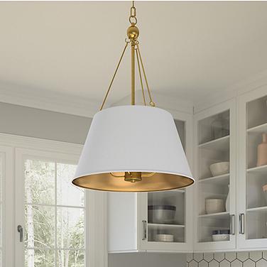 Quoizel Aberdale 18 1/2" Wide Aged Brass White Lustre Pendant Light