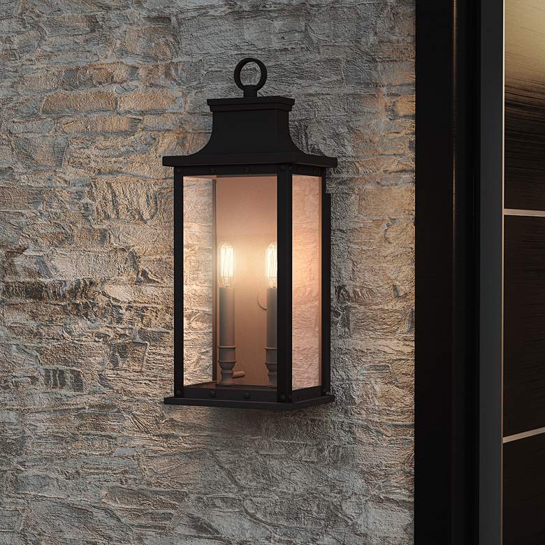 Quoizel Abernathy 19 1/2&quot; High Old Bronze Outdoor Lantern Wall Light