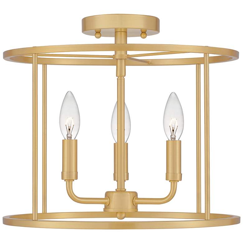 Image 1 Quoizel Abner 14" Wide Aged Brass 3-Light Ceiling Light