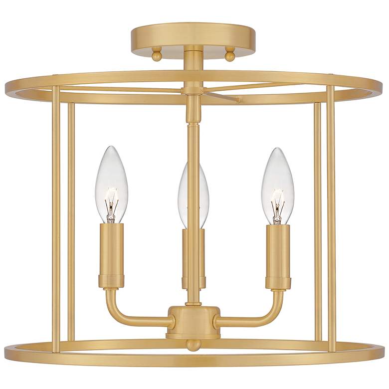 Image 1 Quoizel Abner 14 inch Wide Aged Brass 3-Light Ceiling Light