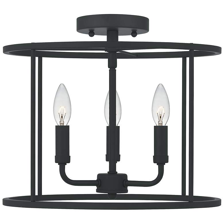 Image 1 Quoizel Abner 14 inch Wide Matte Black 3-Light Ceiling Light