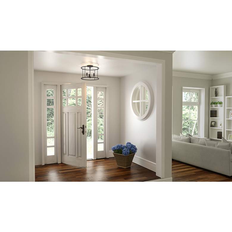Image 3 Quoizel Abner 14" Wide Matte Black 3-Light Ceiling Light more views