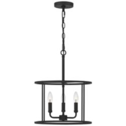 Quoizel Abner 14" Wide Matte Black 3-Light Pendant