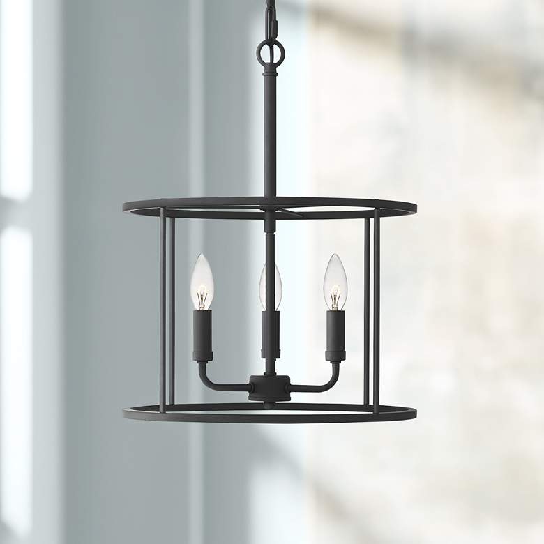 Image 1 Quoizel Abner 14" Wide Matte Black 3-Light Pendant