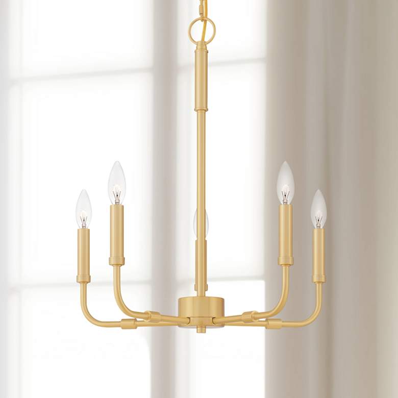 Quoizel Abner 18&quot; Wide Aged Brass 5-Light Chandelier