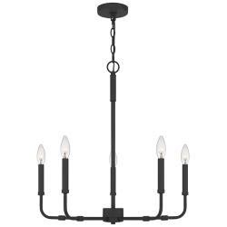 Quoizel Abner 24" Wide Matte Black Metal 5-Light Chandelier