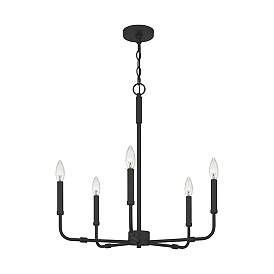 Image5 of Quoizel Abner 24" Wide Matte Black Metal 5-Light Chandelier more views