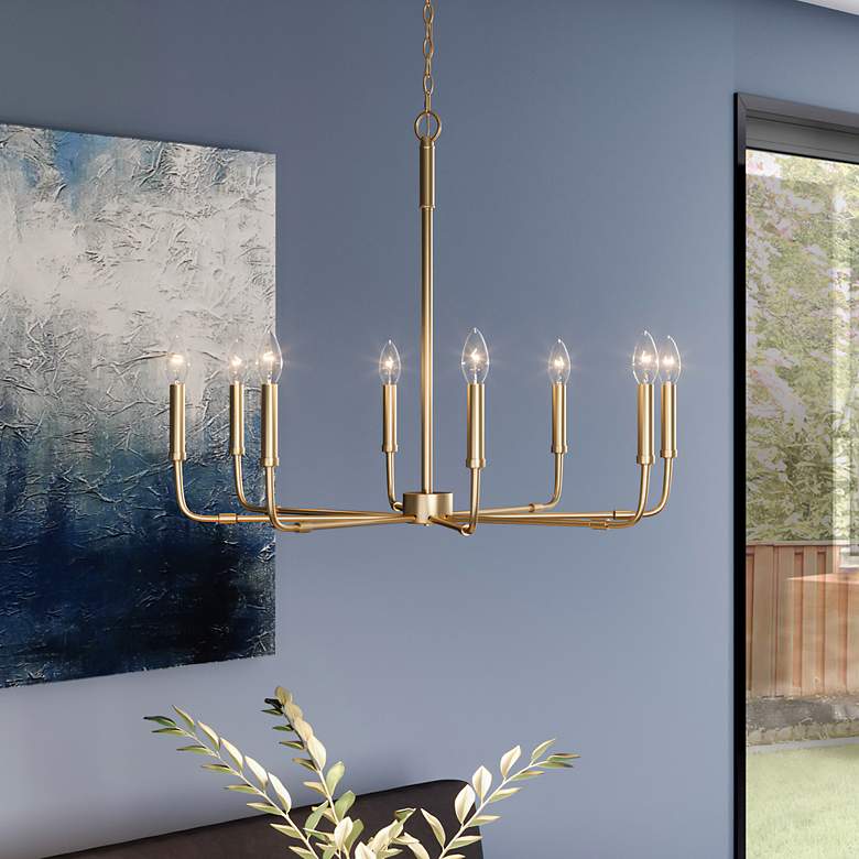 Image 1 Quoizel Abner 28" Wide Aged Brass 8-Light Chandelier