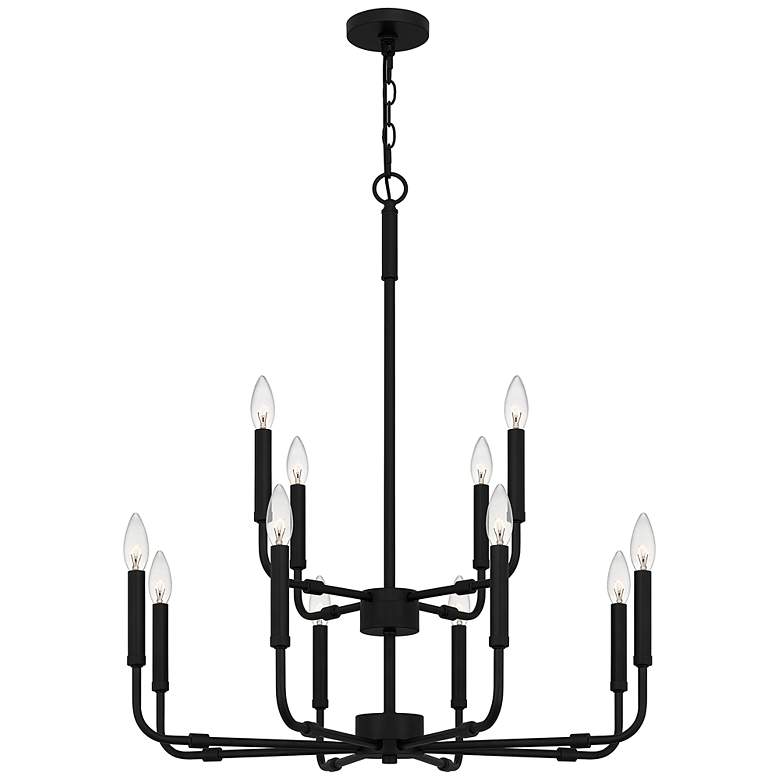 Image 3 Quoizel Abner 28"W Matte Black 12-Light 2-Tier Chandelier