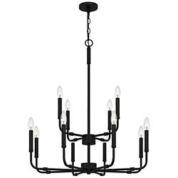 Quoizel Abner 28"W Matte Black 12-Light 2-Tier Chandelier
