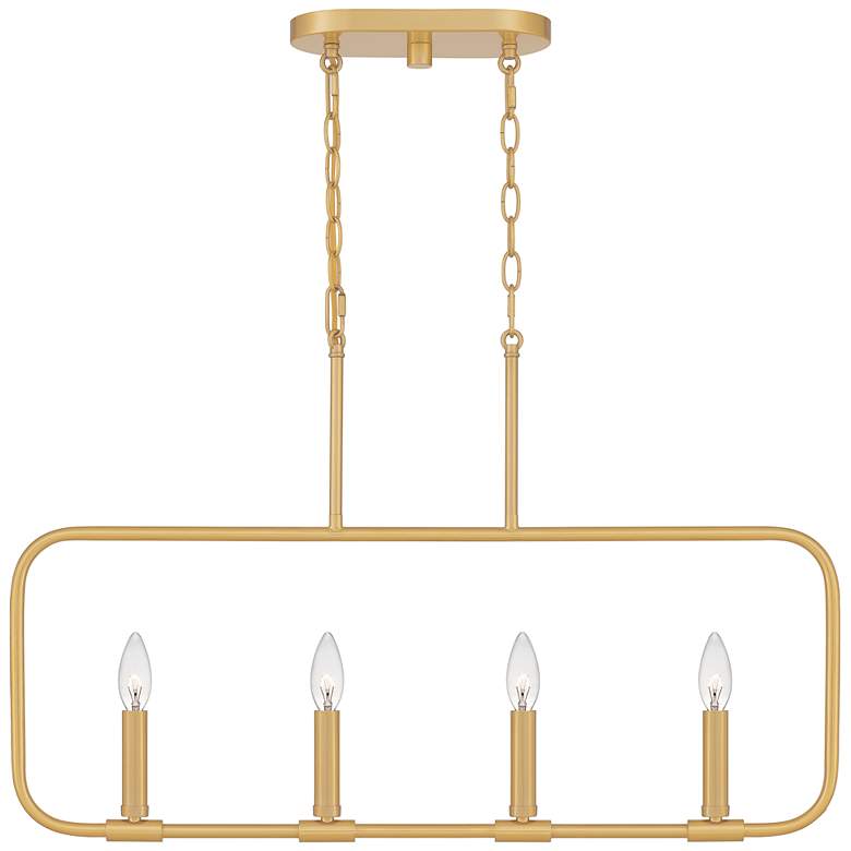 Image 2 Quoizel Abner 32 inch Wide Aged Brass 4-Light Linear Chandelier