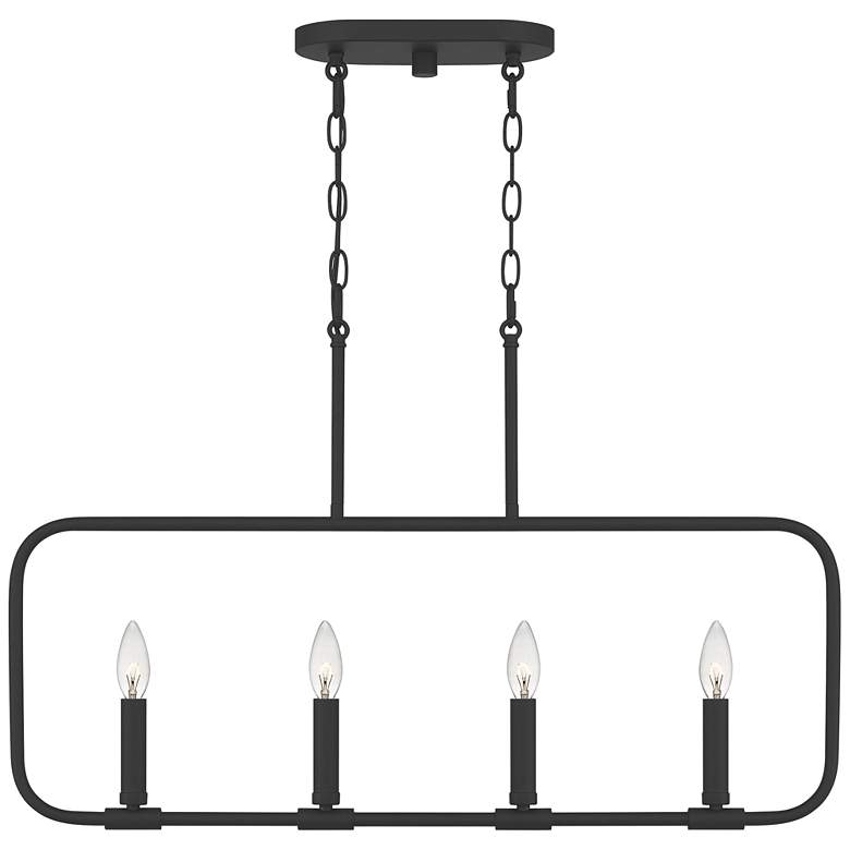 Image 2 Quoizel Abner 32 inch Wide Matte Black 4-Light Linear Chandelier