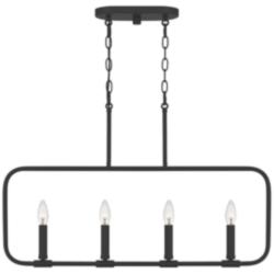 Quoizel Abner 32" Wide Matte Black 4-Light Linear Chandelier