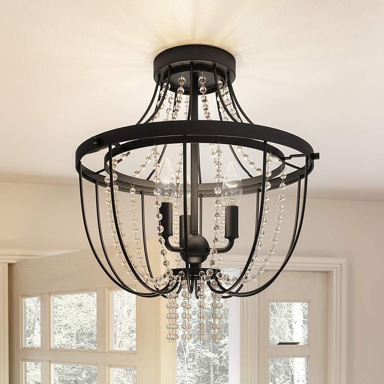Image 1 Quoizel Adelaide 16" Wide Matte Black 3-Light Ceiling Light
