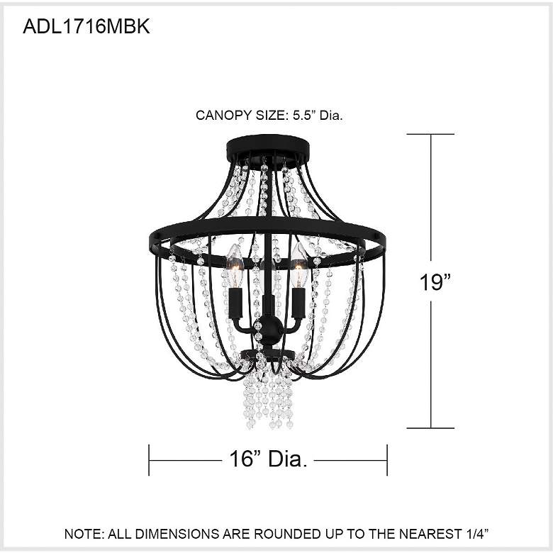 Image 7 Quoizel Adelaide 16" Wide Matte Black 3-Light Ceiling Light more views