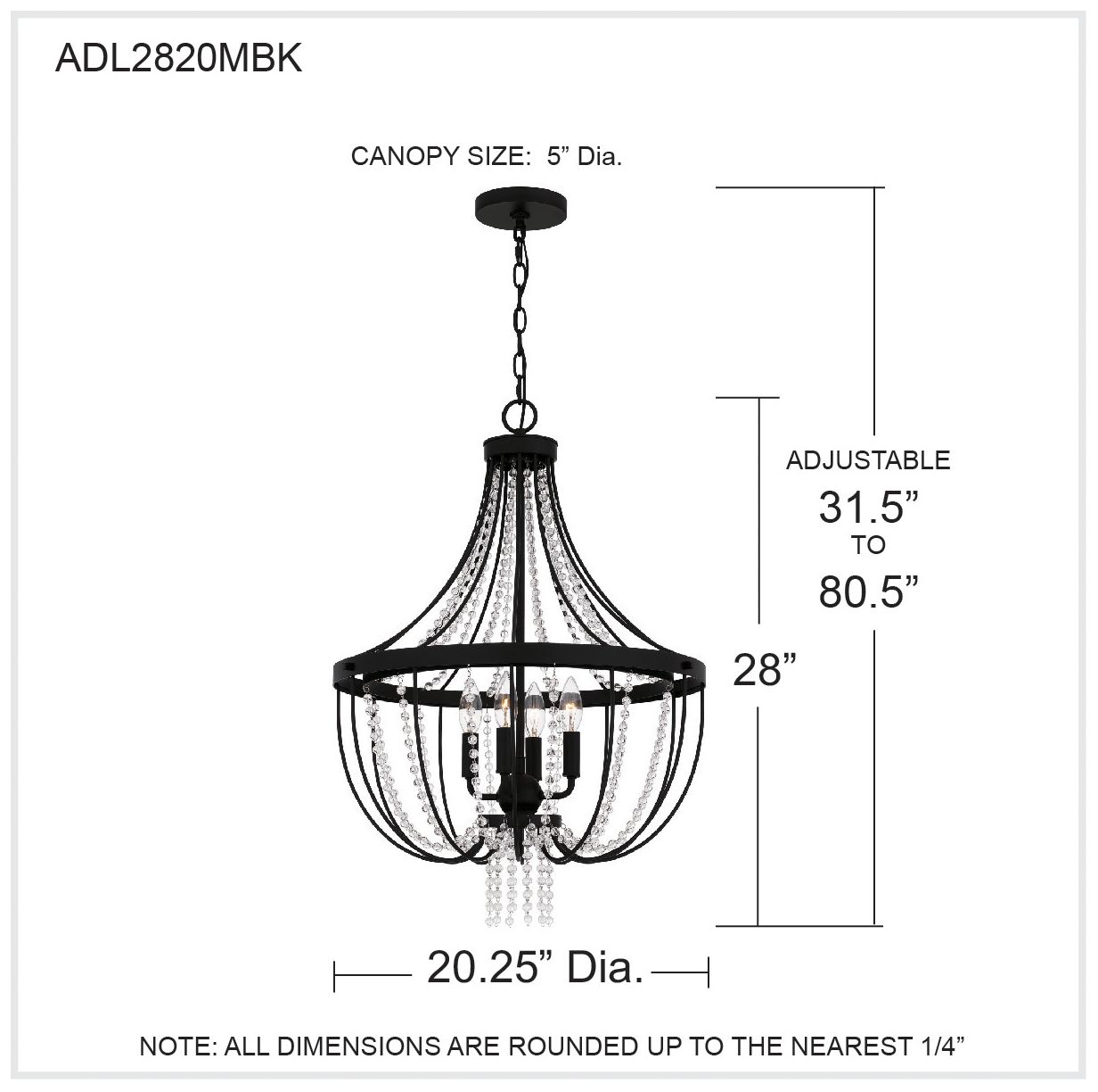 Quoizel Adelaide 20 1/4" Wide Matte Black 4-Light Pendant in scene