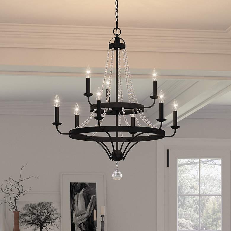 Image 2 Quoizel Adelaide 30" Wide Matte Black 9-Light Chandelier