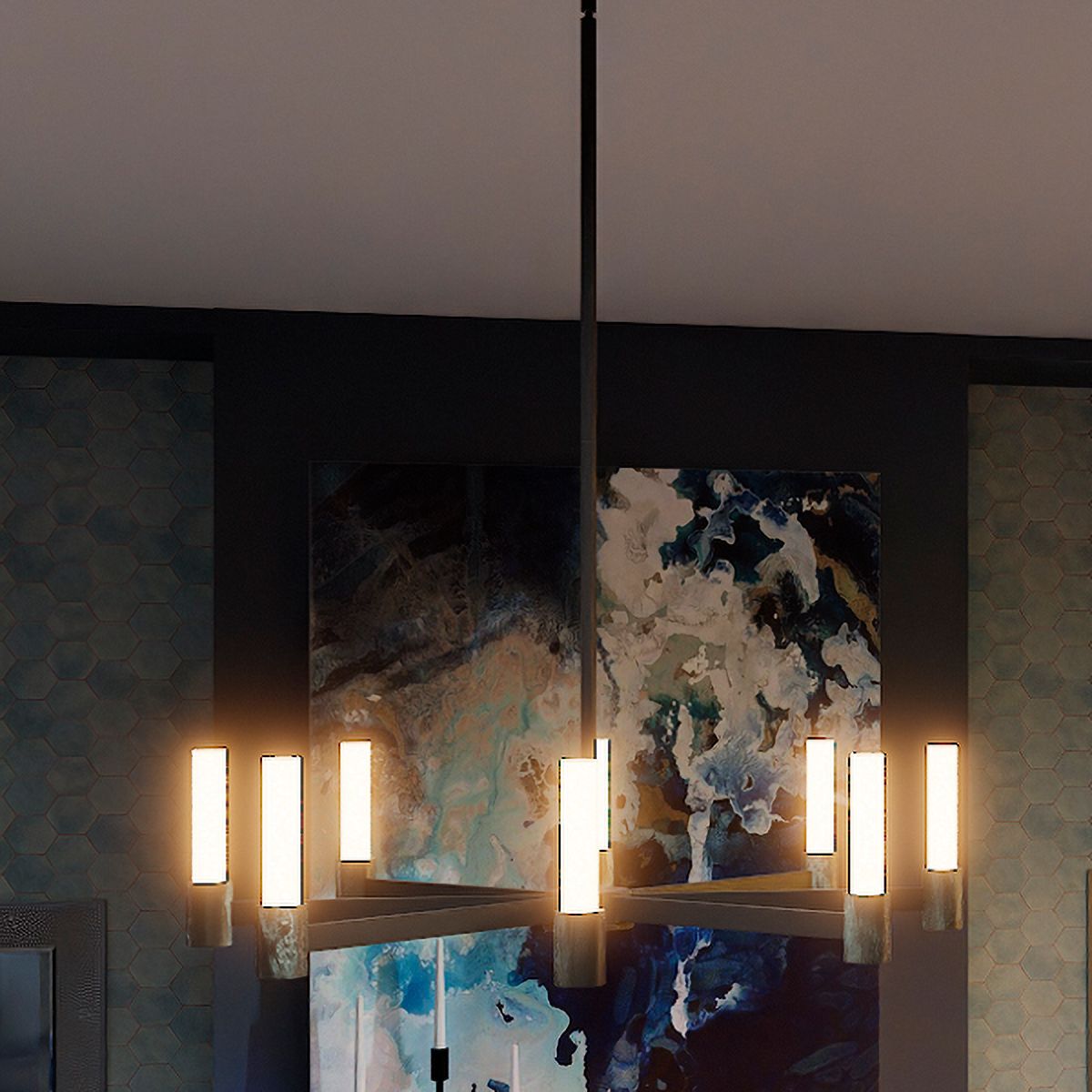 Image Quoizel Adler 30" Wide Matte Black 8-Light LED Chandelier