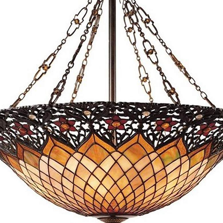 Image 3 Quoizel Adriana 31 1/2" Bronze 6-Light Tiffany-Style Glass Pendant more views