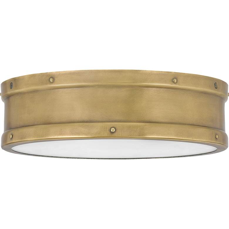 Image 3 Quoizel Ahoy 12 3/4" Wide Nautical Weathered Brass LED Ceiling Light more views