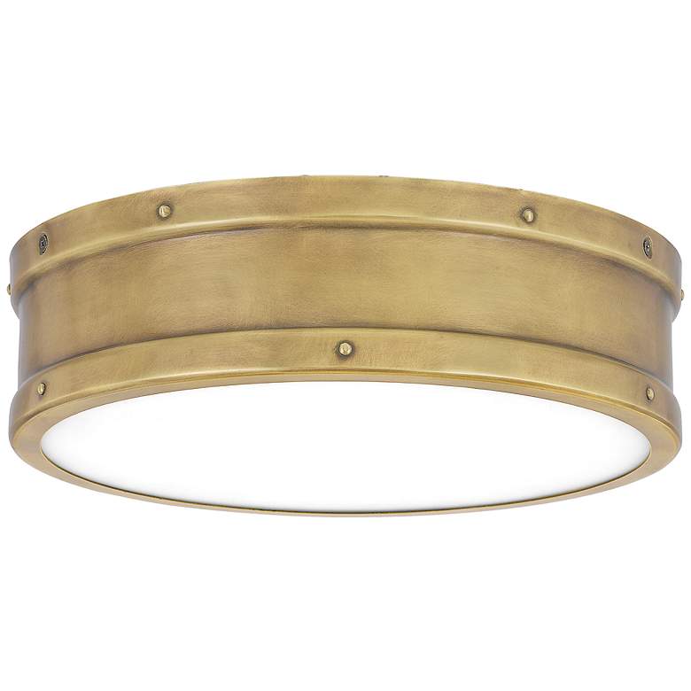 Image 3 Quoizel Ahoy 12 3/4" Wide Nautical Weathered Brass LED Ceiling Light more views