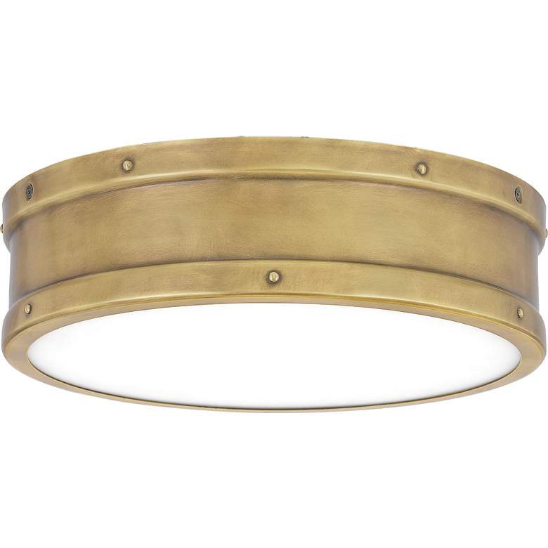 Image 4 Quoizel Ahoy 12 3/4" Wide Nautical Weathered Brass LED Ceiling Light more views