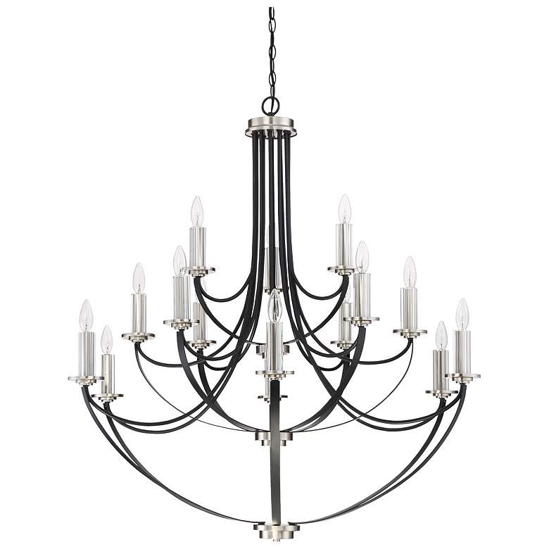 Image 3 Quoizel Alana 41 inchW 3-Tier15-Light Mystic Black Chandelier more views