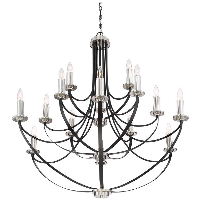 Image 4 Quoizel Alana 41 inchW 3-Tier15-Light Mystic Black Chandelier more views