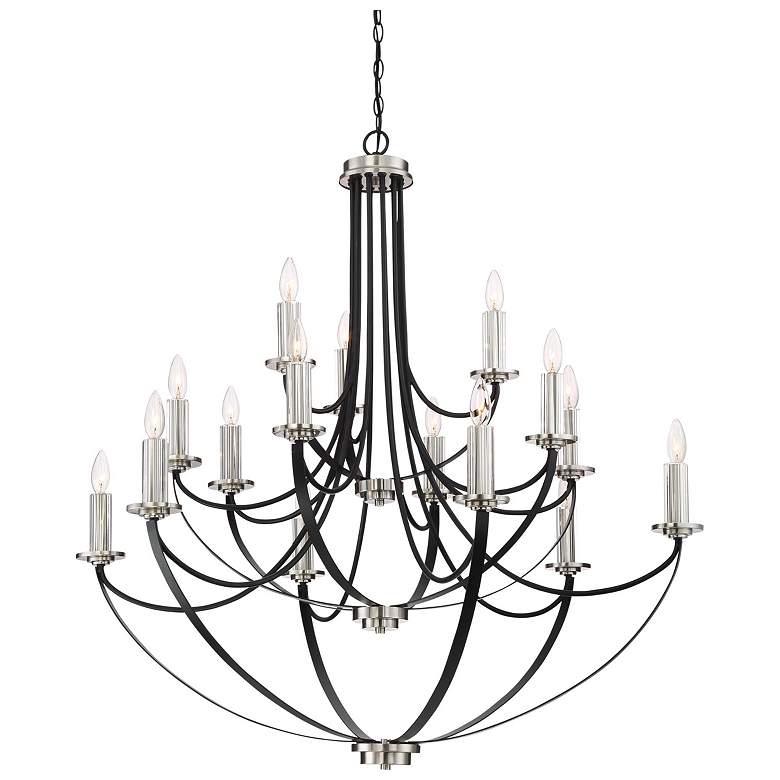 Image 5 Quoizel Alana 41 inchW 3-Tier15-Light Mystic Black Chandelier more views