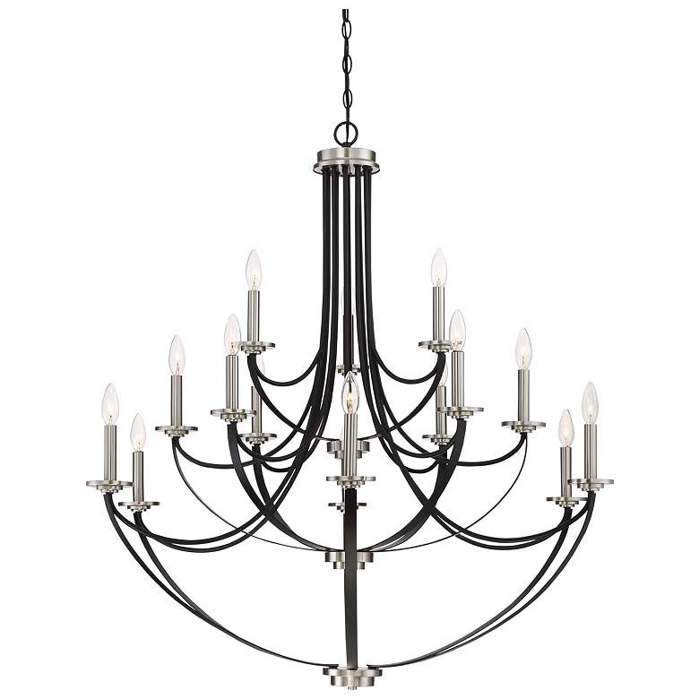 Image 6 Quoizel Alana 41 inchW 3-Tier15-Light Mystic Black Chandelier more views