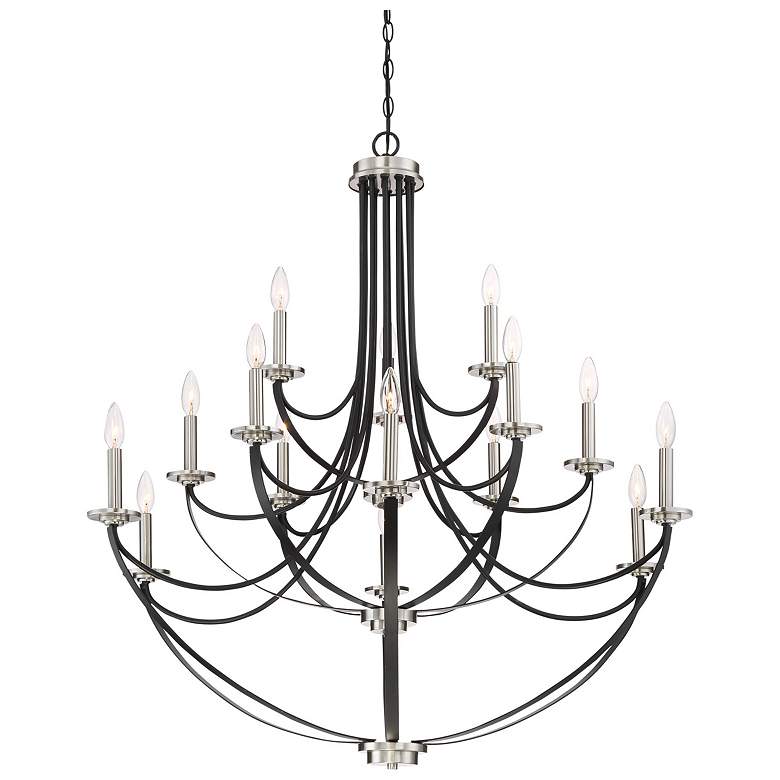 Image 7 Quoizel Alana 41 inchW 3-Tier15-Light Mystic Black Chandelier more views