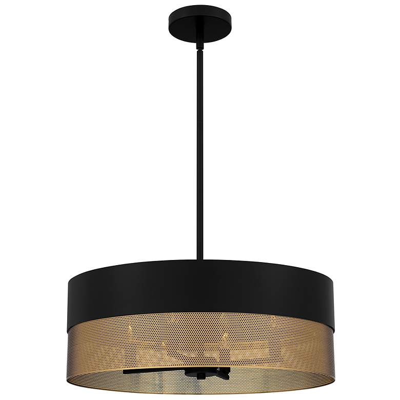 Image 2 Quoizel Alani 20" Wide Matte Black and Brass Drum Pendant Light