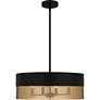 Quoizel Alani 20" Wide Matte Black and Brass Drum Pendant Light