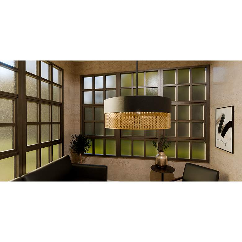 Image 7 Quoizel Alani 20" Wide Matte Black and Brass Drum Pendant Light more views