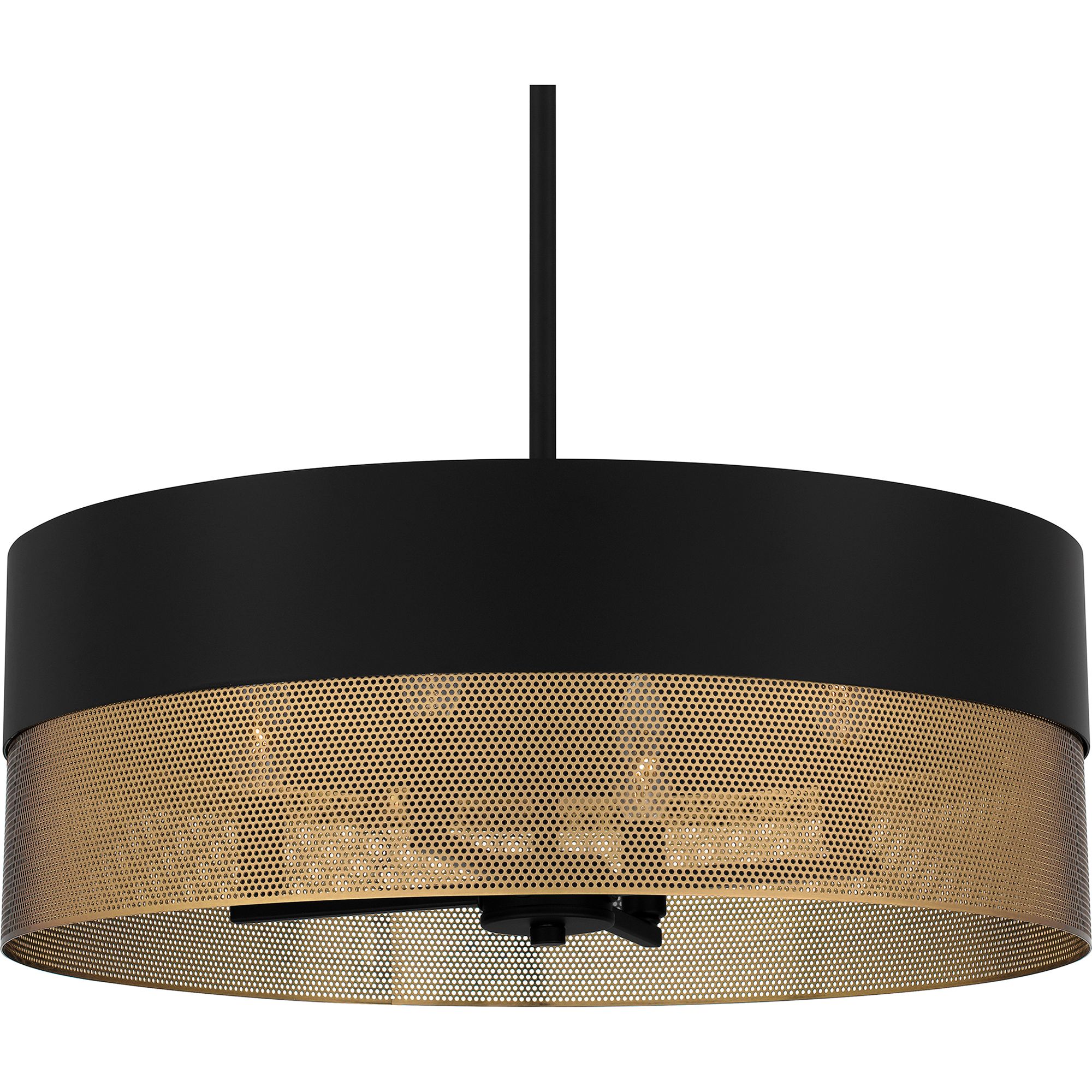 Quoizel Alani 20" Wide Matte Black and Brass Drum Pendant Light