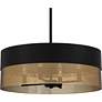Quoizel Alani 20" Wide Matte Black and Brass Drum Pendant Light